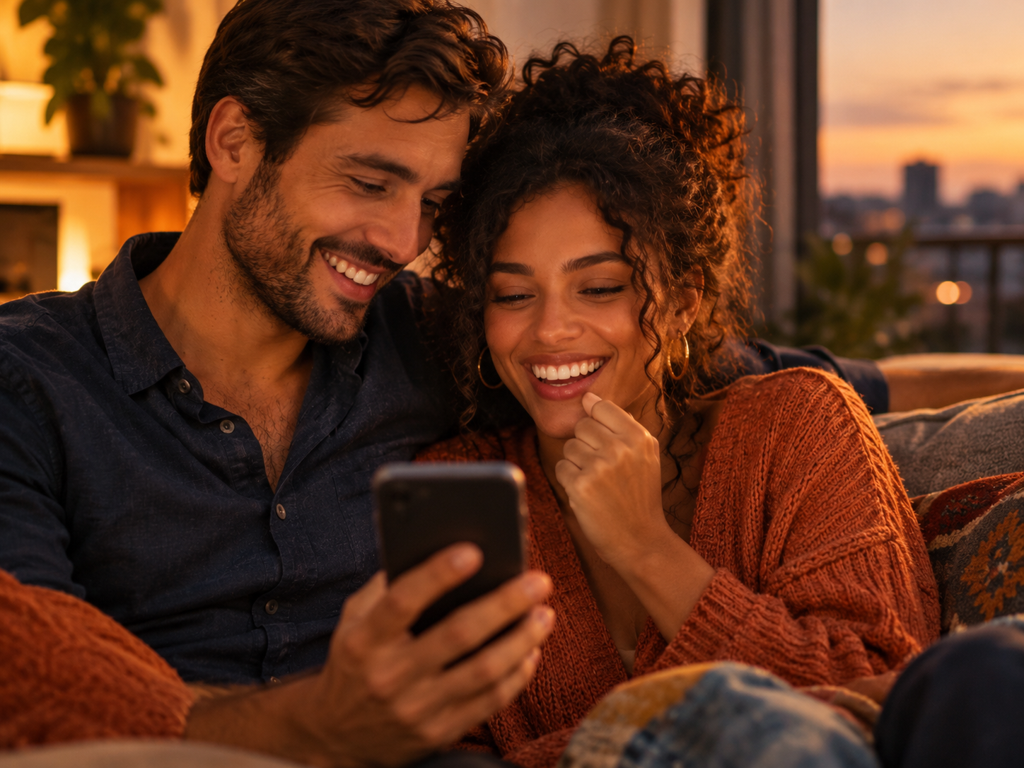 Casal olhando o celular
